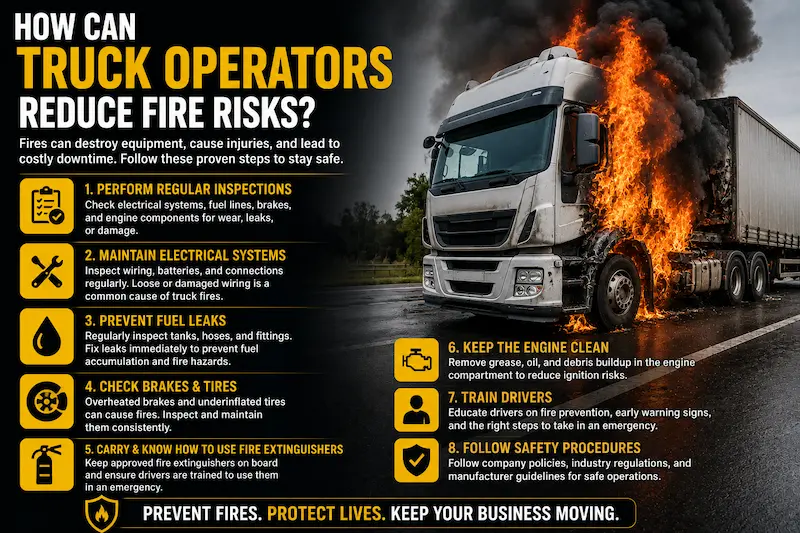 how can truck operators reduce fire risks